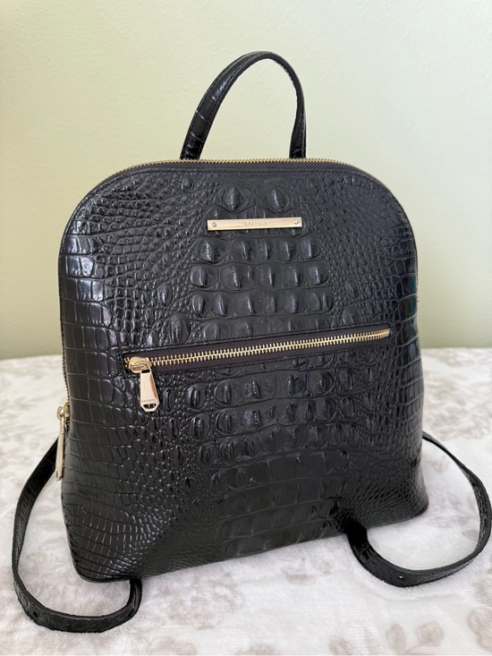 Brahmin Handbags - Brahmin Black Croc-Embossed Leather Backpack